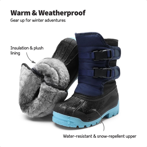Boys' Hook-And-Loop Non-Slip Snow Boots - DARK BLUE-LIGHT BLUE - 1